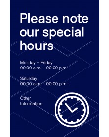 Special Hours Poster 11" x 17" Blue Pack of 6 